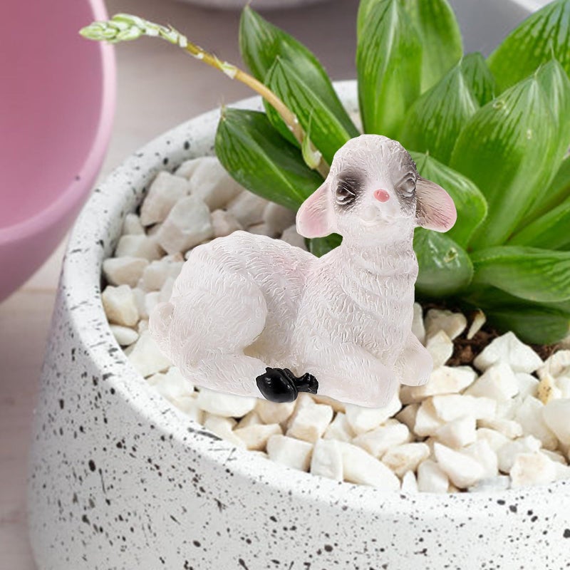 YARNOW Simulated Sheep Ornament Miniature Resin Figurines 4Pcs for Micro Landscape Fairy Garden Decor Terrarium Crafts Home Decoration Random Style - Image 2